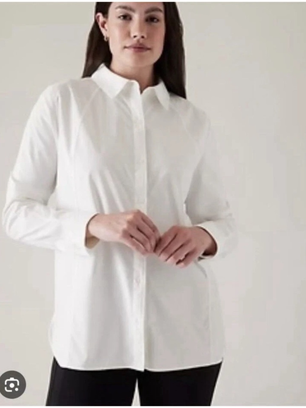 ATHLETA A-Frame Poplin Top Collar Button Down Shirt Womenβs XL White